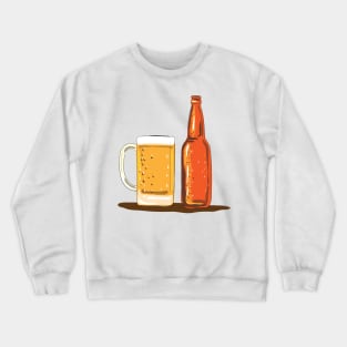 Craft Beer Bottle and Mug Watercolor Crewneck Sweatshirt